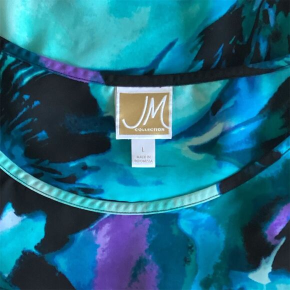 JM Collection Women's Floral Tunic Top Multicolor 3/4 Sleeve Size L - Picture 2 of 6